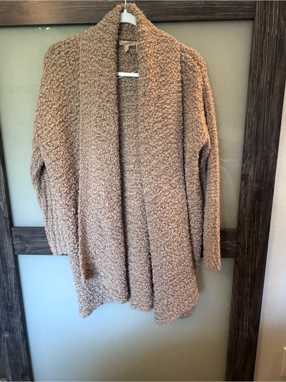 Mystree Taupe Chunky Boucle Popcorn Draped Cardigan - Size S/M